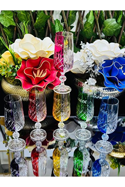 Bohemia Kristal Renkli Kahve Yanı Su Bardağı