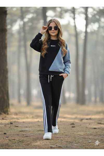 EFSACE Kot Paneled Striped Special Detailed Girl's Suit