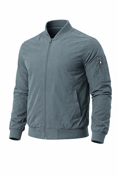 REGOS معطف وسترة من القماش Taslan Mint للرجال مع تفاصيل جيب على الأكمام