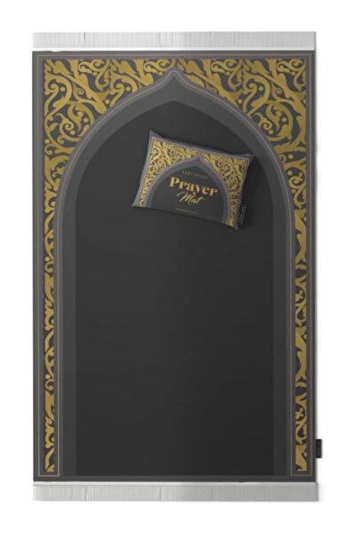 Generic ART MOOD HOME Velvet Prayer Rug, Gray & Gold, 68 x 117 cm