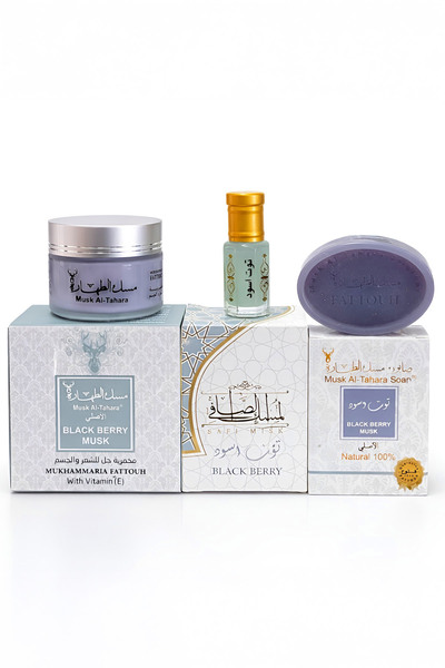 MUSK AL TAHARA طقم مسك التوت الأسود مكون من 3 قطع - صابون 6 مل و 50 جرام من م...