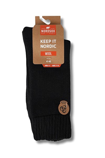 LYKOS Nordsox 1 Pair Black Alpaca Wool Blend Towel Winter Men's Socks