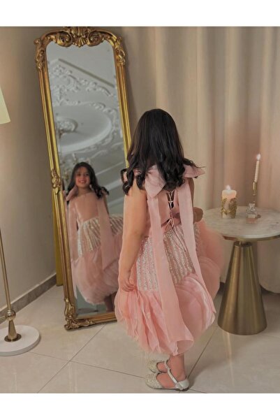 vanus fashion K1- فستان أطفال وردي راقي بلمسة فخامة