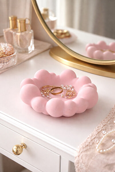 Homesinti Pembe Dekoratif Bubble Takı Tabağı | El Yapımı Taş Tozu Takı & Maky...