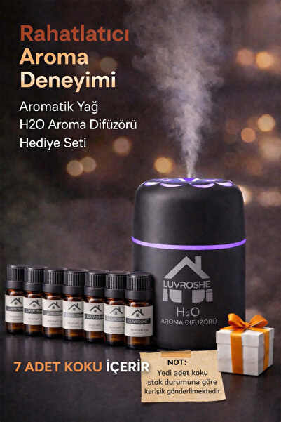 luvroshe 250ml Type-C Girişli Cihaz +7 koku hediyeli Hava Nemlendirici Cihaz ...