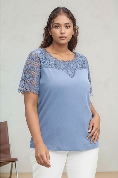 MAMAYAGA Bluză din bumbac curbat, cu jumătate de mânecă, cu gâtul turn, pentr...