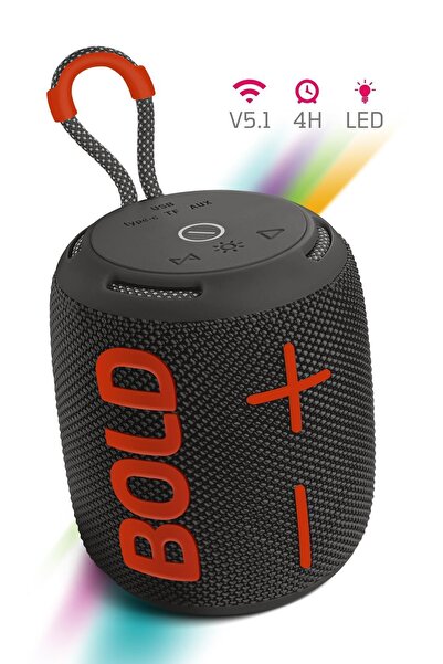 POWERWAY Bold Siyah Taşınabilir Ses Bombası Kablosuz Bluetooth Hoparlör Speak...