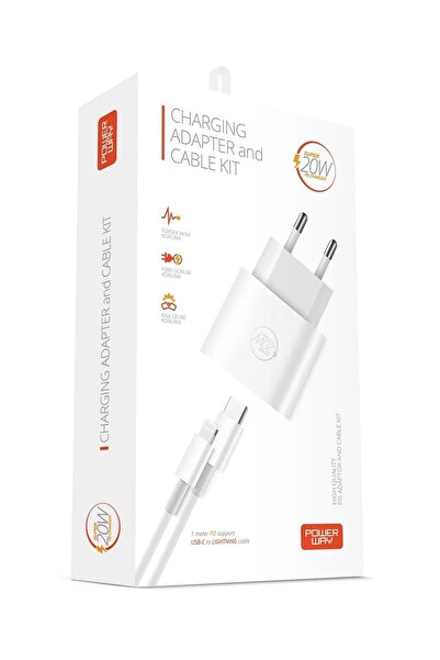 POWERWAY RXS20 Lightning Girişli 20W Şarj Aleti Adaptör ve Lightning Kablo Hı...