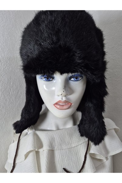 hoaryage Unisex Hakiki Vizon Rus Usanka Kalpak şapka