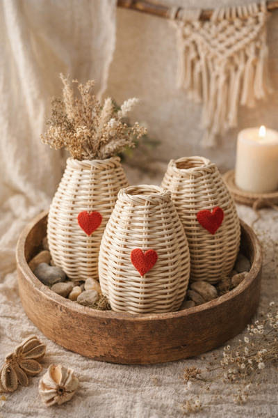 His Art Workshop RATTAN BAMBU KALPLİ MİNİK VAZO