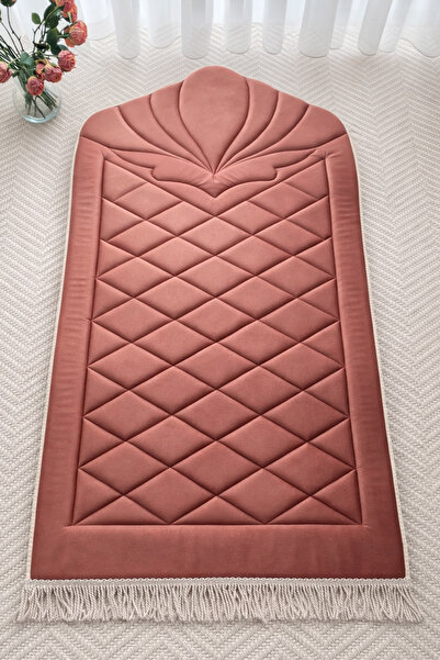 uhtico Gül Kurusu Kadife Kapitone Seccade, Ortopedik Diz Ağrıtmayan Süngerli,...