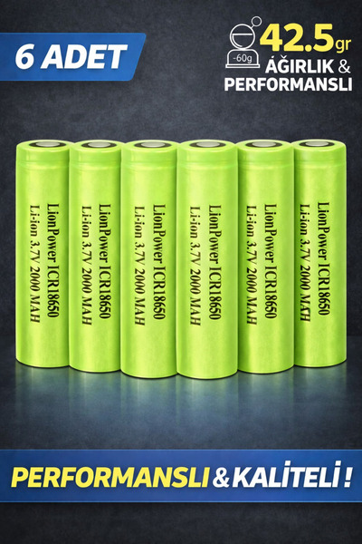 Lion 6'LI ICR18650 2000 MAH 42.5GR ŞARJLI PİL