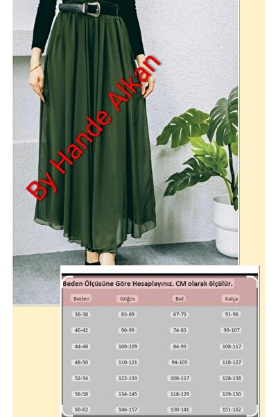 By Hande Alkan Women's Plus Size Elastic Casual Chiffon Skirt