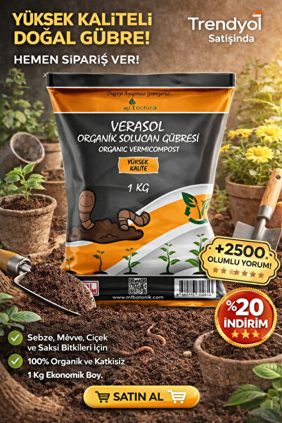 MF Botanik Solucan Enzimli Bitki Besini %100 Organik Solucan Katkısı 1 Kg Düz...