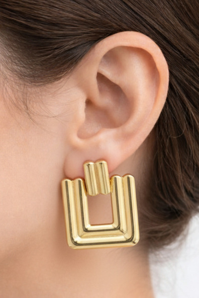 Crc Bijuteri أقراط ذهبية متدلية – أقراط نسائية من المجوهرات الاصطناعية