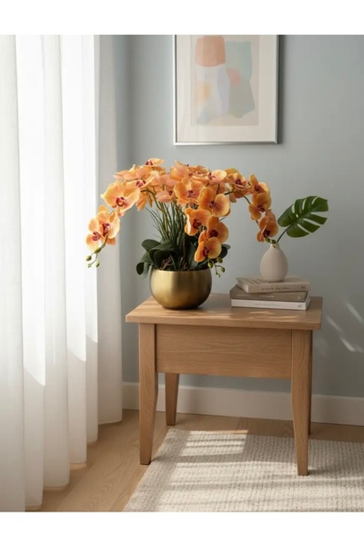 Erden Flowers Islak Dokunuşlu Luxury 1.Kalite 6lı orkide ( Turuncu Renk) -82c...