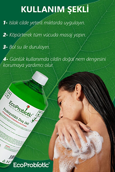 EcoProbiotic Prebiyotikli Duş Jeli 1 L | Nemlendirici & Arındırıcı & Ter Kokusu Karşıtı Etki