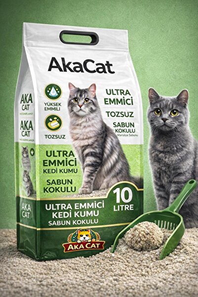 AKACAT Marsilya Sabunu Kokulu Gri Bentonit Kedi Kumu 10 Lt