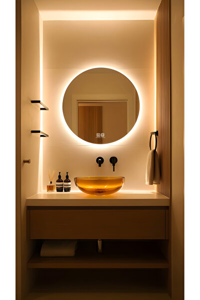 Digital Buğu Çözücü Dokunmatik Dimli Yuvarlak LED Banyo Salon Antre Aynası Gü...
