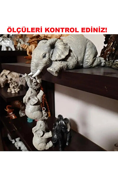 BGA 3’lü fil biblo kitap rafı dekoratif biblo seti