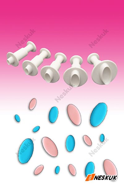 Neskuk 5 قطع قوالب صغيرة بيضاوية الشكل / قالب بسكويت / قالب عجينة السكر / أدا...