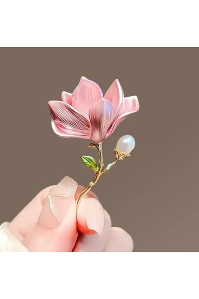 giez İnci Detay Lotus Çiçeği Broş Manolya Çiçeği
