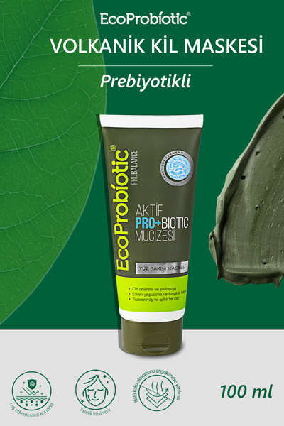 EcoProbiotic Prebiyotikli Volkanik Kil Maskesi Gözenek Sıkılaştırıcı Etki Tüm...