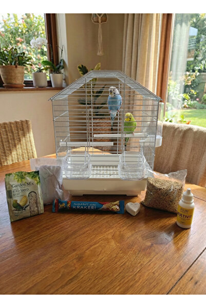 BAMBU PETSHOP Muhabbet Kuşu Kafesi Süper Full Set - Yem, Tül, Vitamin ve Tüm ...