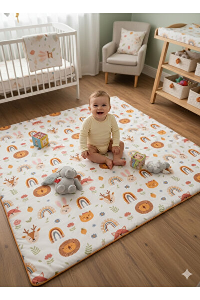 SALLHOMEE Aslan Figürlü Oyun Halısı Yumuşak Pamuklu, Unisex