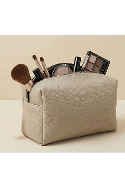 LOS CAJA Beige Large Makeup Bag