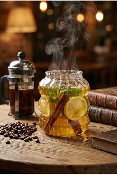 KÜÇÜK EW Isıya Dayanıklı Borosilikat Katlı Uzun Burgu Şeklinde Bardak | Kahve...