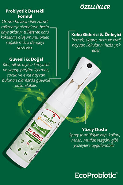 EcoProbiotic Airbiotics Probiyotikli Koku Giderici Sprey Seti (300 ml + 1 L) | Mikroflora Dengeleyici