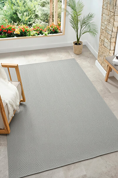 ECOSER Yıkanabilir Kaymaz Tabanlı Jut Eco Gri Sisal Halı Salon Halısı Yolluk ...
