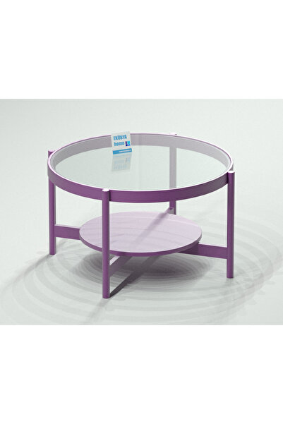 Ekübya Home % 100 Doğal Ahşap Yuvarlak Orta Sehpa