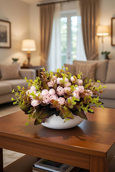 adresiburasi وعاء خرساني موديل أزرق بلون الكوبالت من ıda، زهرة صناعية، زهرة ط...