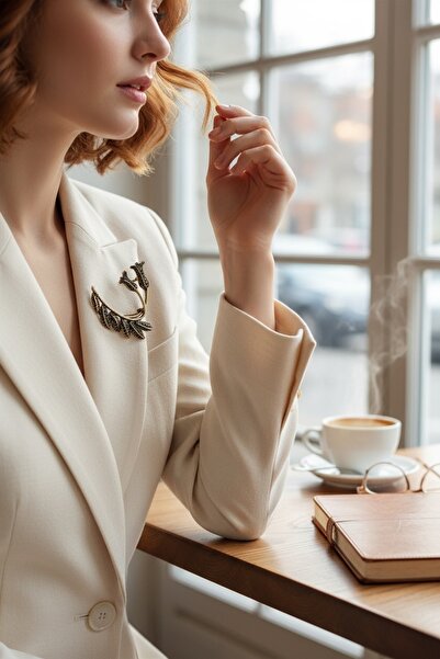 FAYRA ACCESSORIES Çift Lale Figürlü Broş