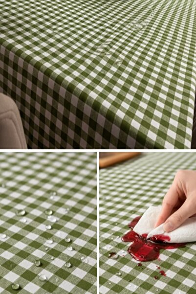 zarafet concept Yeşil Dak Keten Dokulu Masa Örtüsü(leke tutmaz sıvı geçirmez)