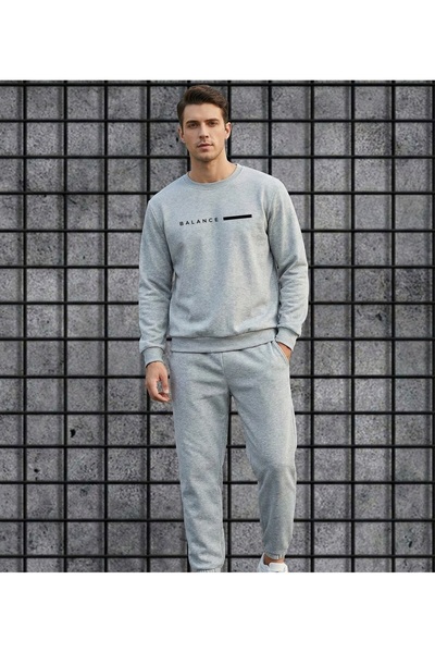 LELVANİ Gray Balance Yazlılı Oversized Tracksuit Set