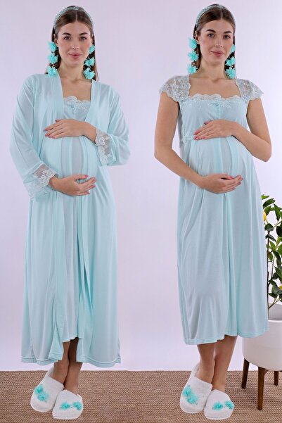 Effortt Cămașă de noapte de maternitate cu halat de mentă