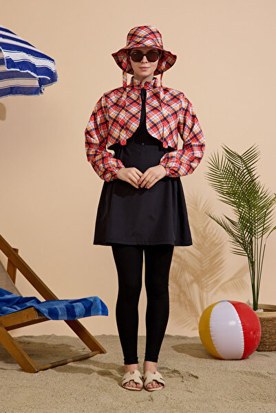 GAVLİA Women's Hijab Swimsuit Set of 5 with Half-Covering Zipper..