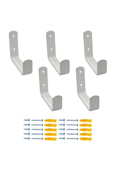 MR.BRACKET 5 ad. Beyaz Çelik Geniş Duvara Monte Askı 80mm - Portmanto Vestiye...
