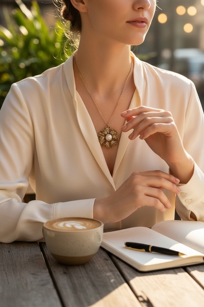 FAYRA ACCESSORIES Beyaz Kristal Taşlı Çiçek Figür Kolye