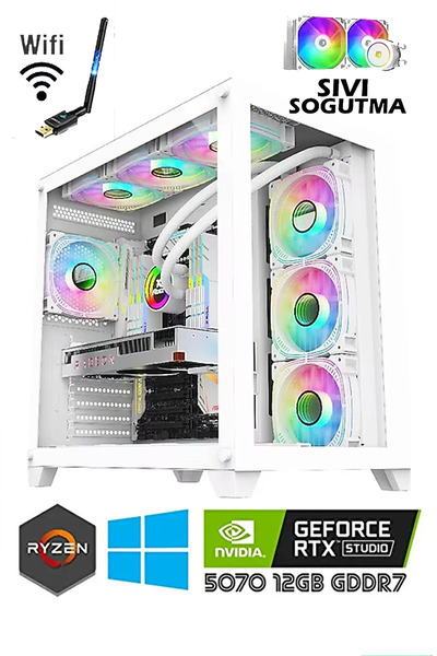 Dmc N337 Windows 11 Ryzen 7 7700 32GB DDR5,1TB M.2 SSD 12GB RTX5070 Sıvı Soğu...