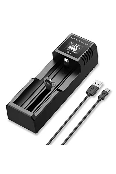 Choice شاحن ذكي للبطاريات مزود بفتحة USB واحدة وشاشة LCD، يدعم بطاريات الليثي...