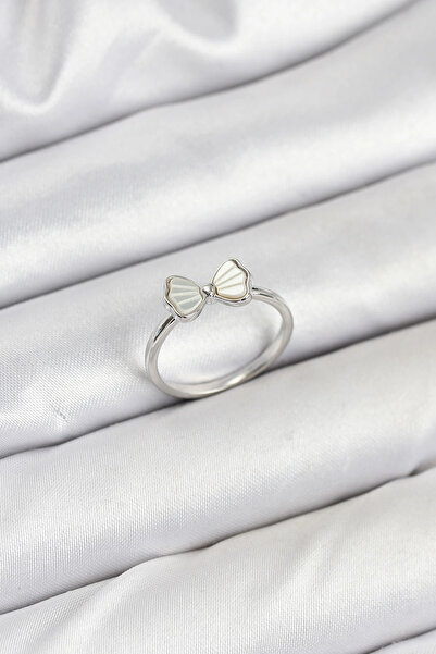 shopwave خاتم نسائي موديل فيونكة بلون فضي نحاسي