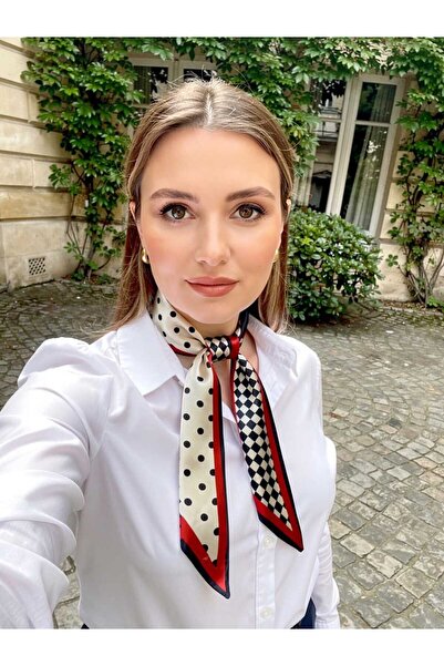 Caravita Bandana din satin cu model frunze 50cm 50cm