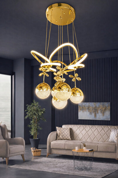 RSCOLLECTIONS Kral Tacı 5 Top Modern Sarkıt Led Avize