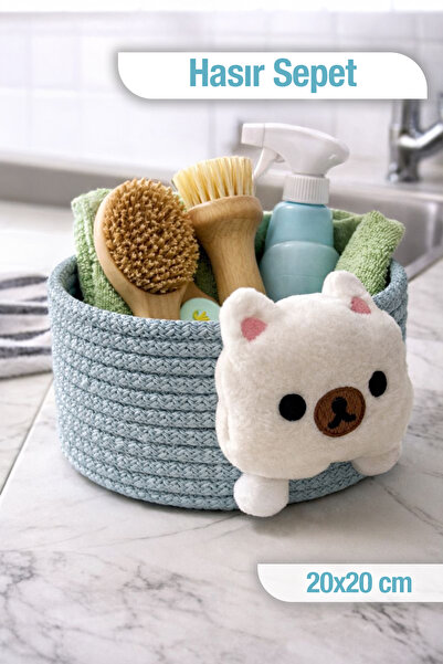 naturelove Peluşlu Hasır Sepet - Dekoratif Çekmece içi Organizer Banyo Dolap ...