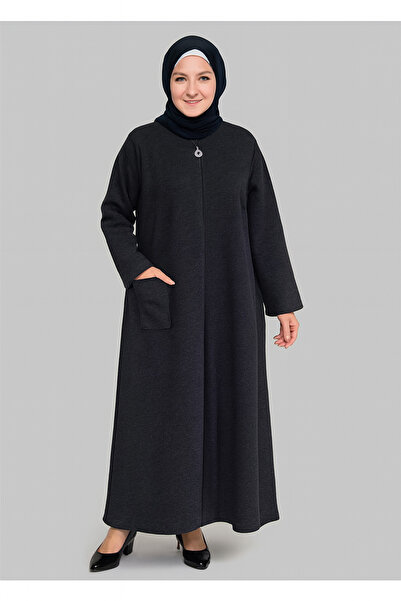 TAŞDELEN AVM سترة فيراتس بفتحة أمامية رفيعة مزينة بالأحجار وسحاب طويل وجيوب م...