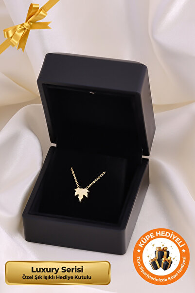 Lucente Jewellery Işıklı Hediye Kutulu Çınar Yaprağı 925 Ayar Gümüş Kaplama S...